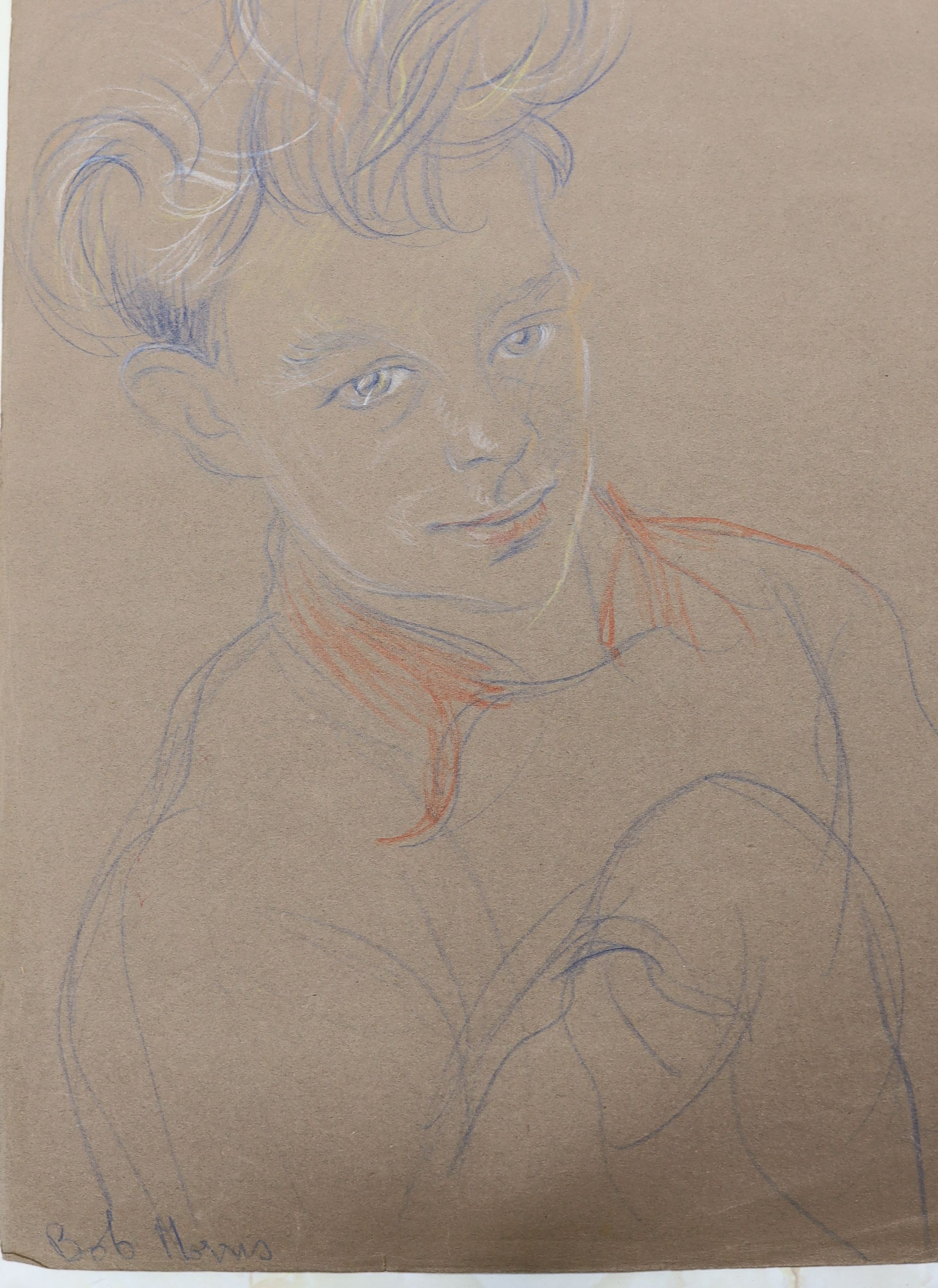 Athene Andrade (1908-1975), a folio of assorted watercolour and coloured pencil portrait sketches, approximately 39 x 28cm